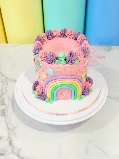 Pastel Rainbow and Hearts Cake