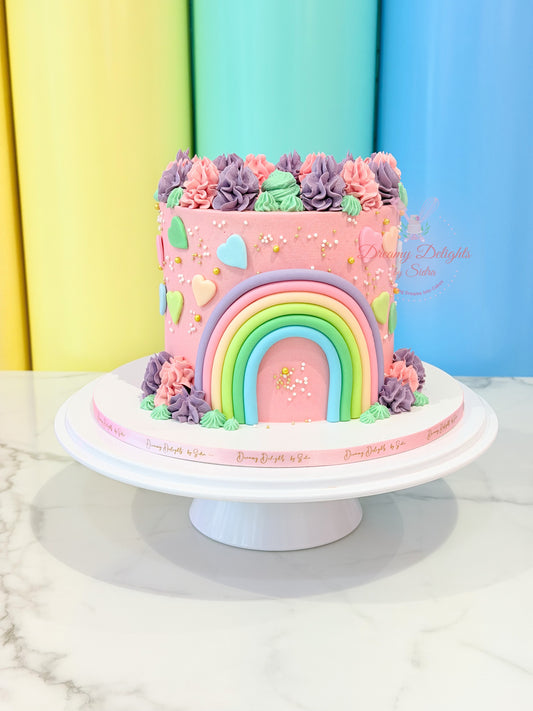 Pastel rainbow and hearts birthday cake for girls Dubai