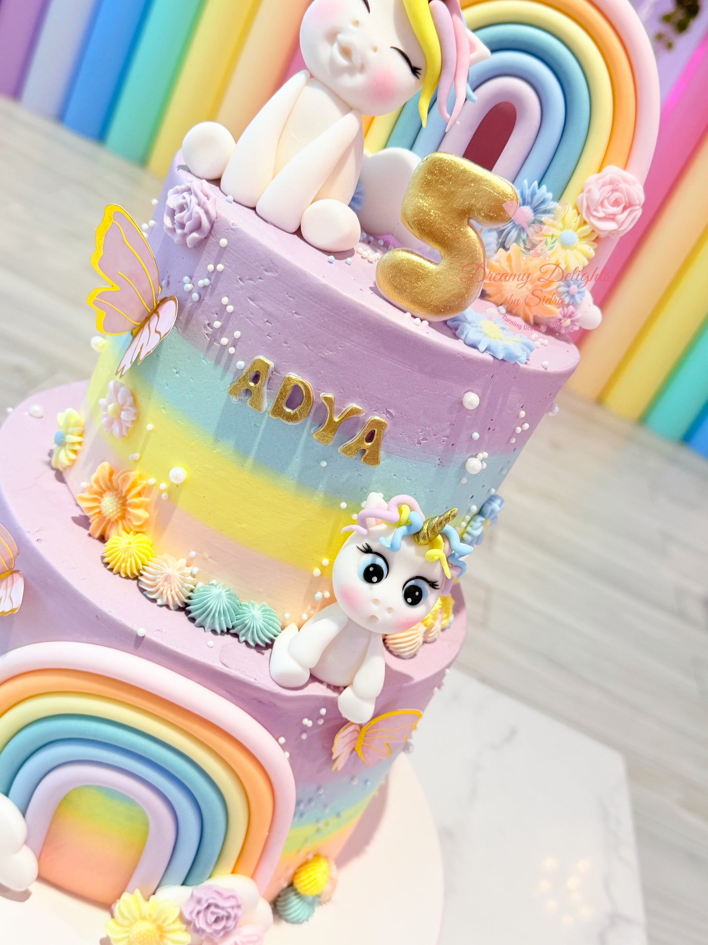 Personalized Unicorn Rainbow Cake