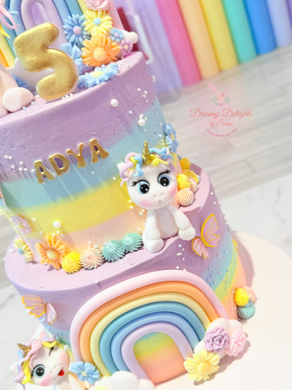 Personalized Unicorn Rainbow Cake