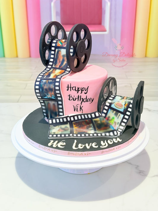 Photo reel personalized birthday cake for girls Dubai