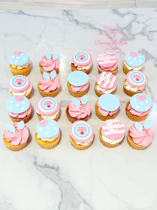 Pink Happy Birthday Cupcakes