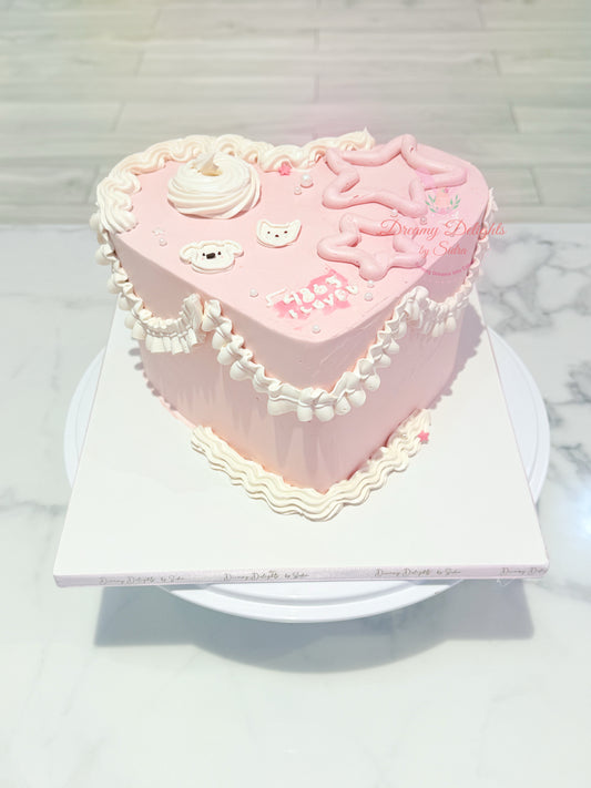 Cute Pink Heart Cake