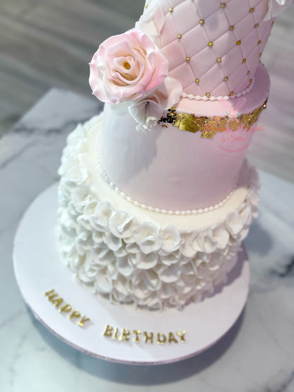 Pink & White Ruffles Anniversary Cake