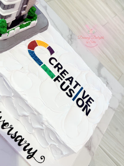 Construction Company Corporate Logo Cake