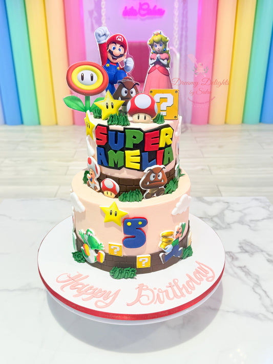 Princess Peach Super Mario cake in Dubai girls kids birthday themed custom cake