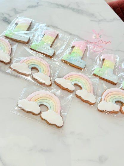 Rainbow and number cookie custom birthday cookies for kids in Dubai