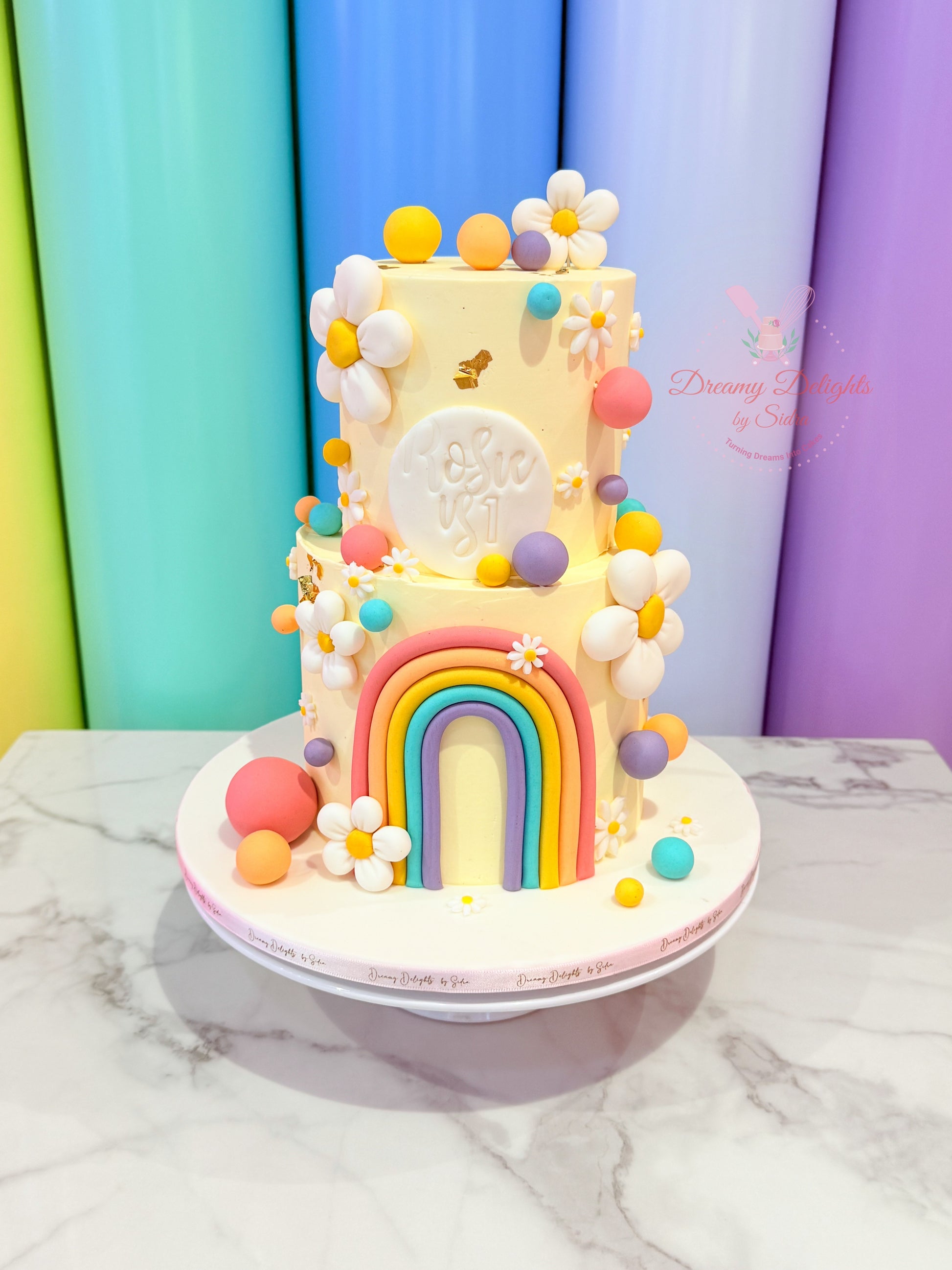 Rainbows and Daisies Cake | Best Kids Birthday Cake Dubai
