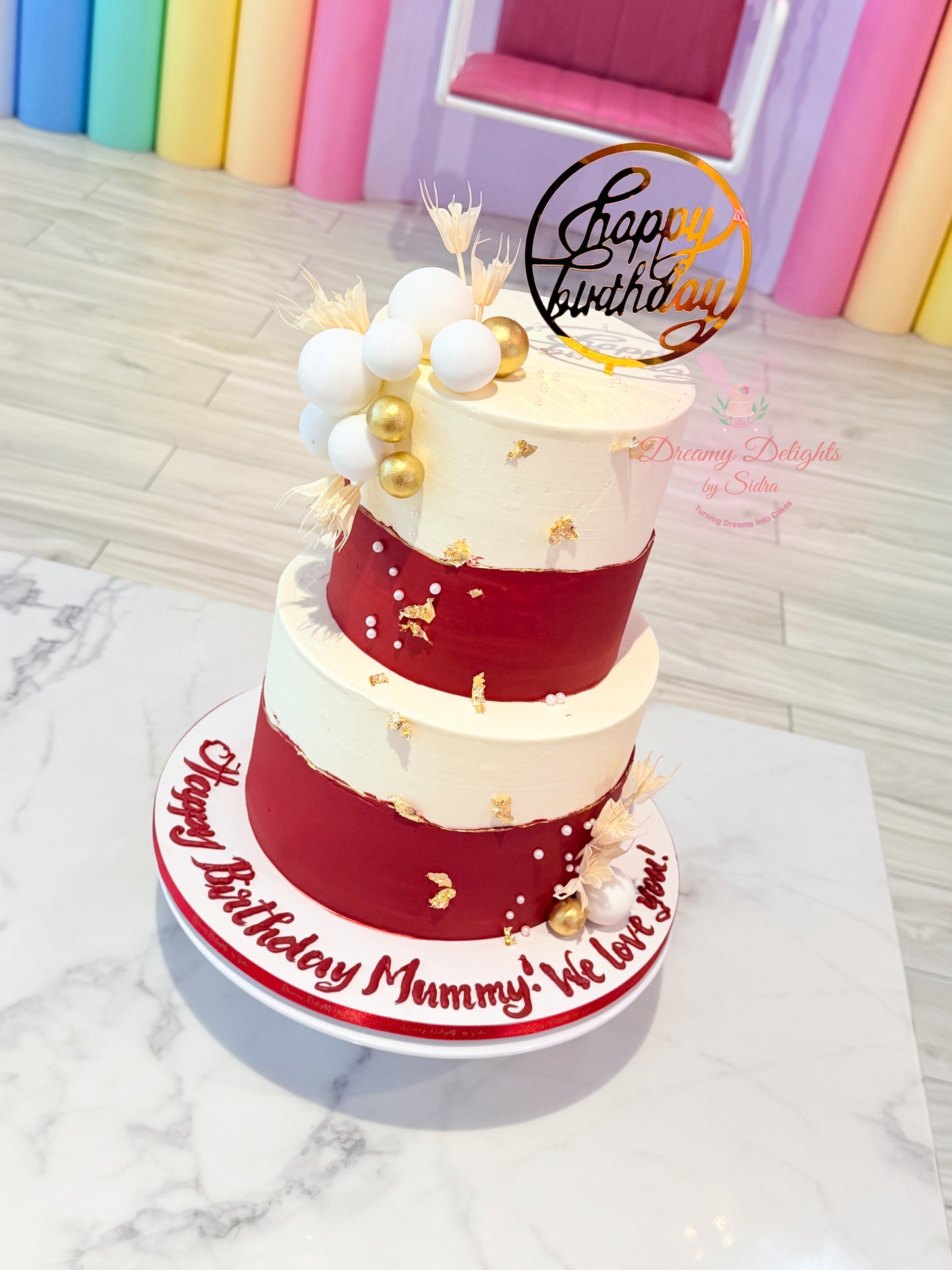 Red and White Dry Arrangement Cake