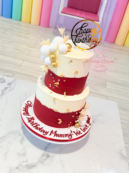 Red and White Dry Arrangement Cake