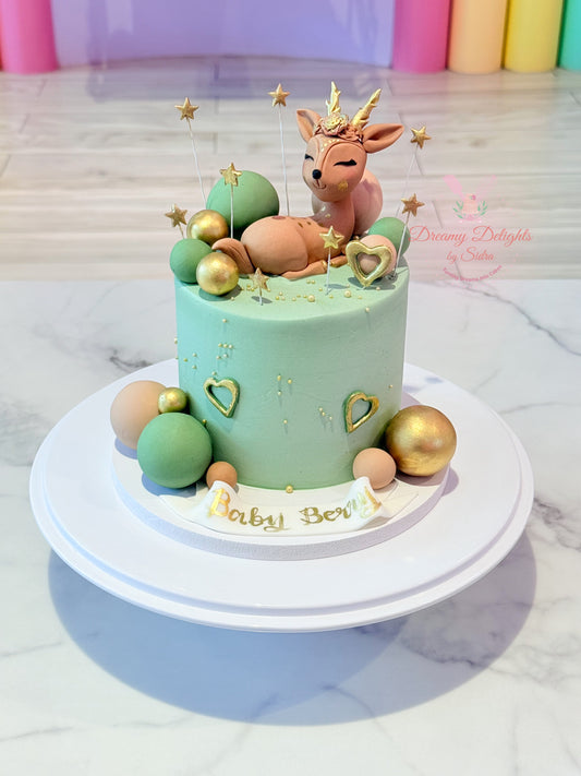 Reindeer Baby Shower Cake – Custom Baby Shower Cake with Free Delivery in Dubai Hills