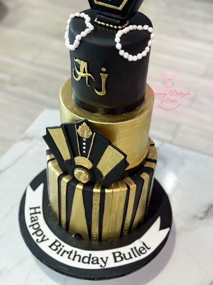 Retro Gold Disco Celebration Cake
