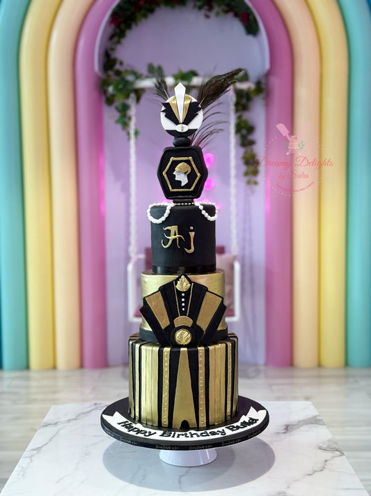Retro Gold Disco Celebration Cake