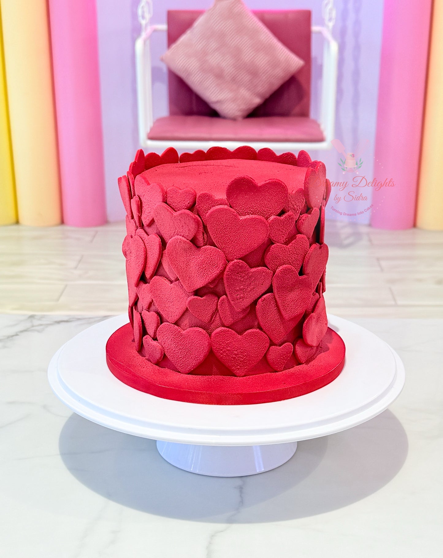 Hearts Velvet Spray Cake