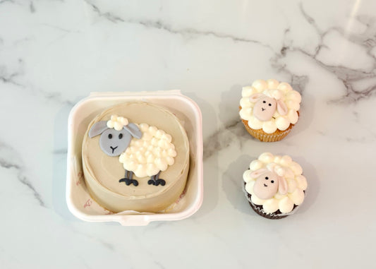 Sheep Bento Bundle with sheep themed bento cake and cupcakes for Eid Al Adha celebrations in Dubai