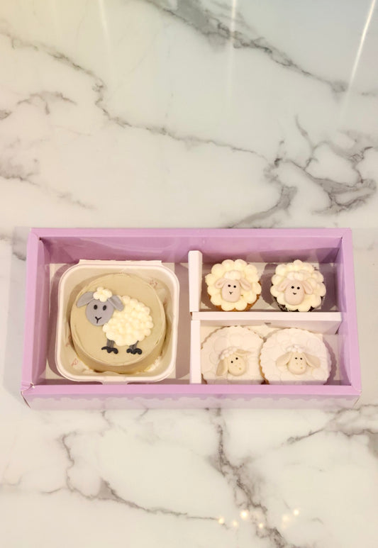 Sheep Eid Bento Bundle with mini cake, cupcakes, and cookies for Eid Al Adha celebrations in Dubai