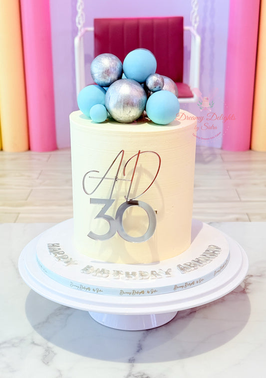 Silver Blue Elegant Cake