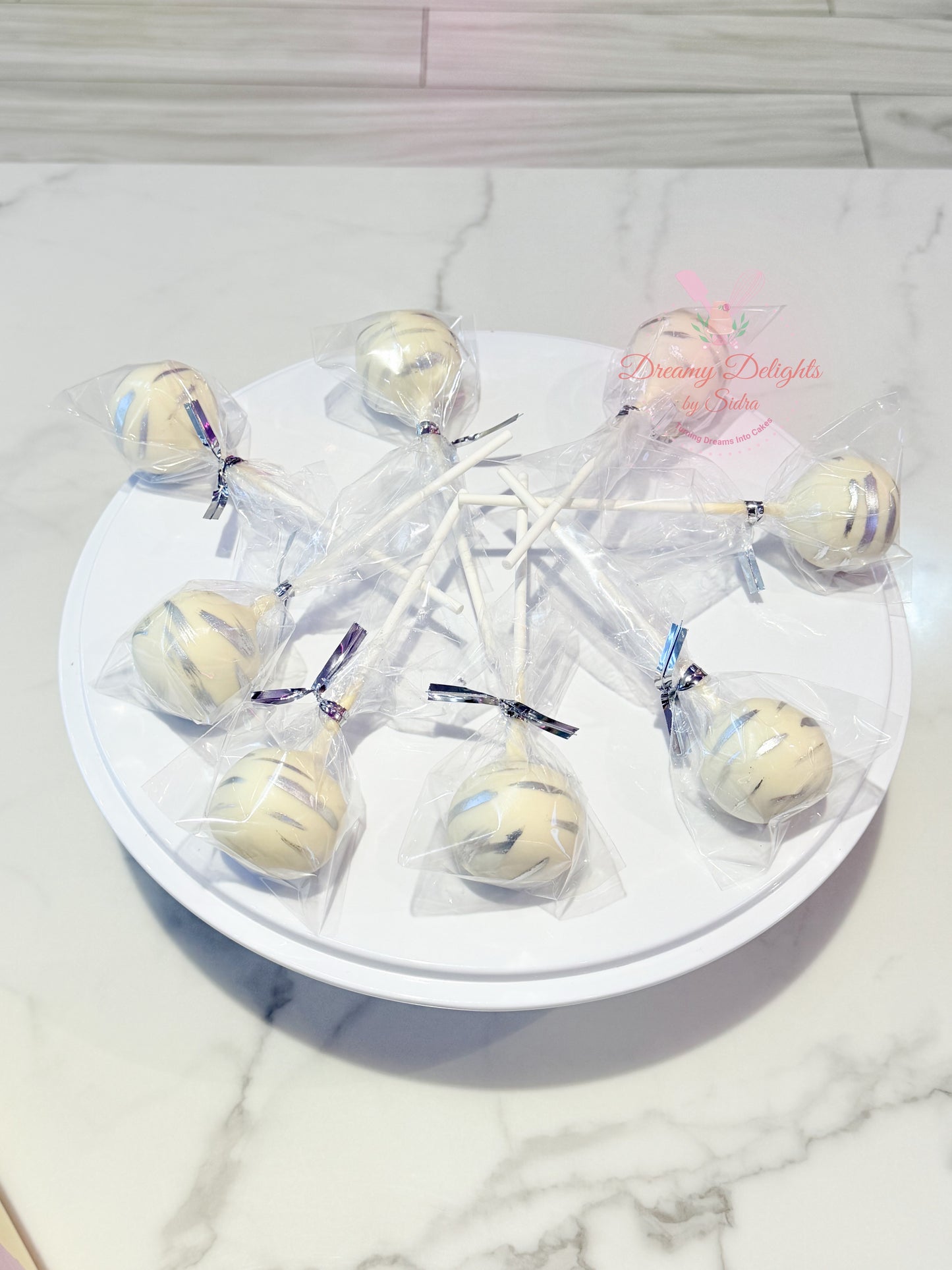 Simple Silver Stroke Cake Pops