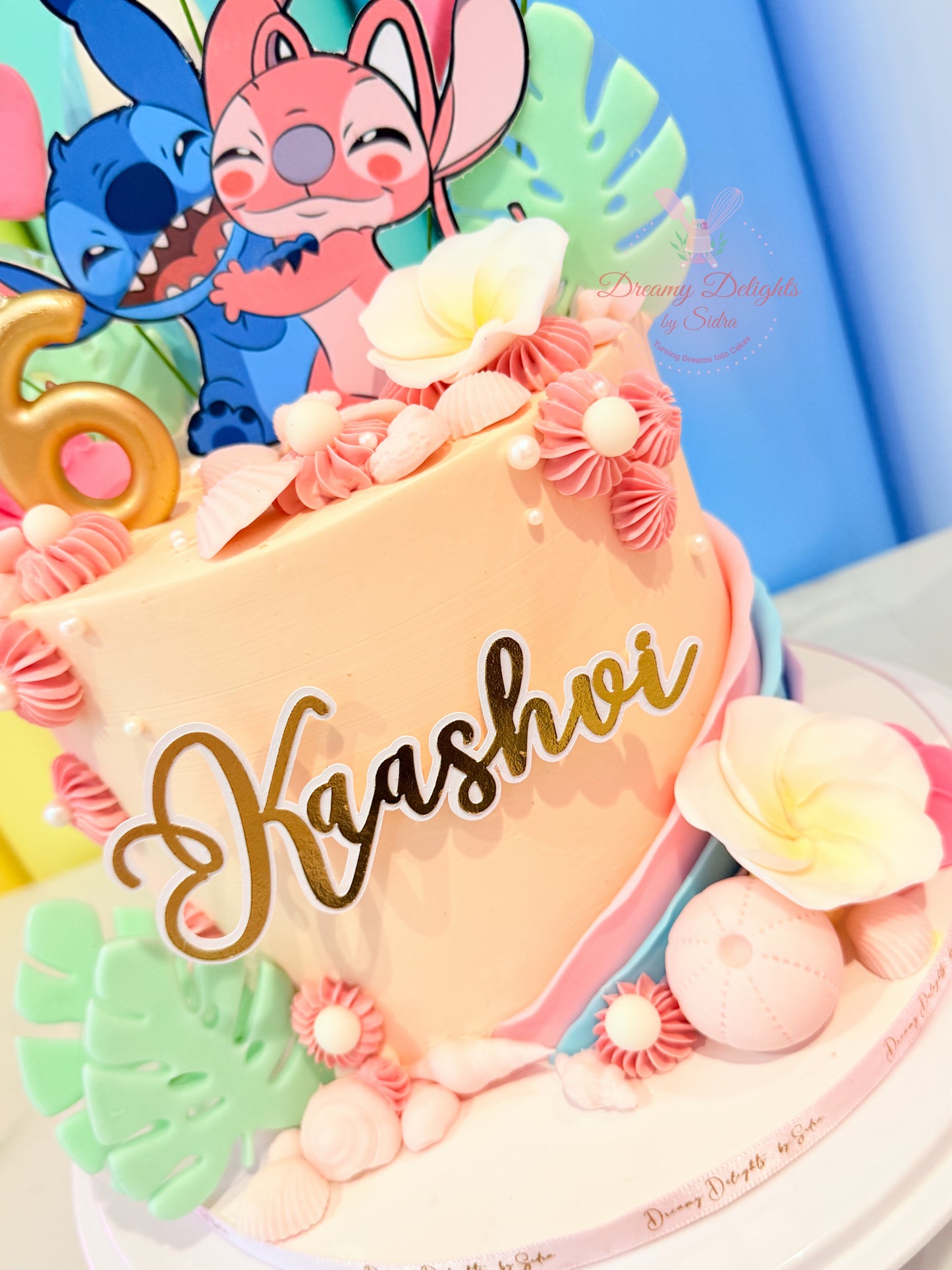 Stitch and Angel Theme Birthday Cake