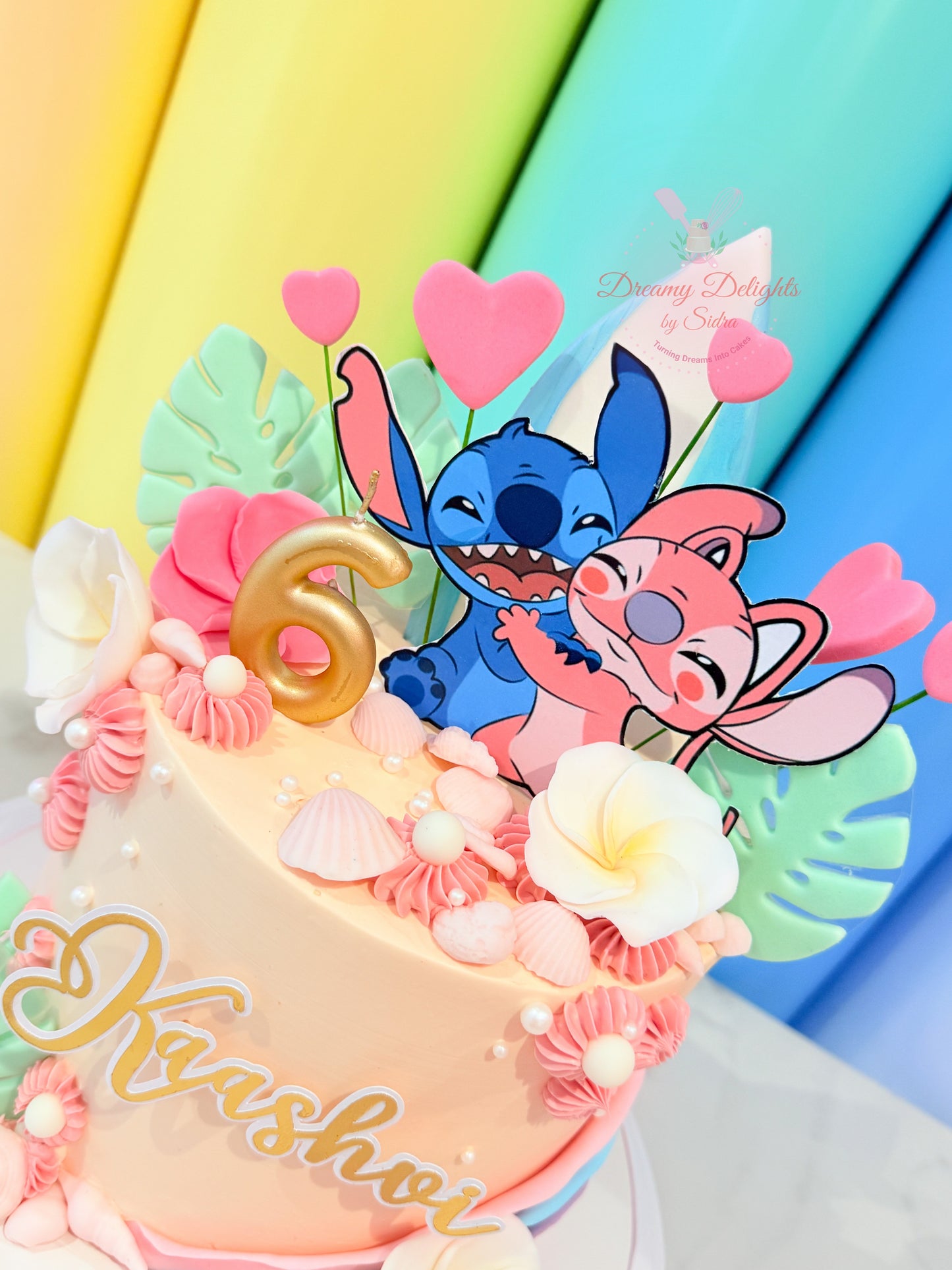 Stitch and Angel Theme Birthday Cake