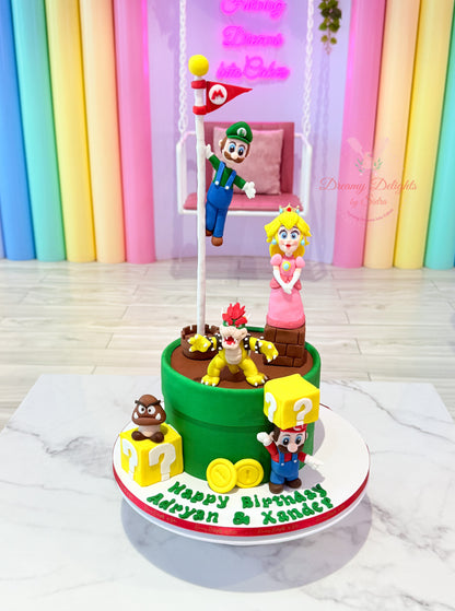 Super Mario and Princess Peach Cake