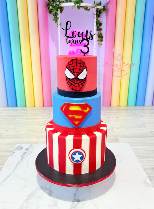 Personalized Superhero Birthday Cake