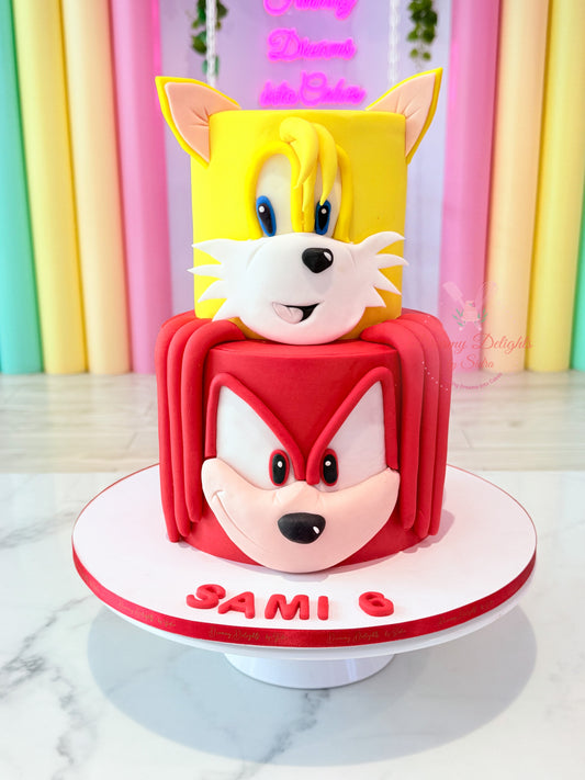 Tails and Knuckles Sonic movie themed kids birthday cake for boys in Dubai
