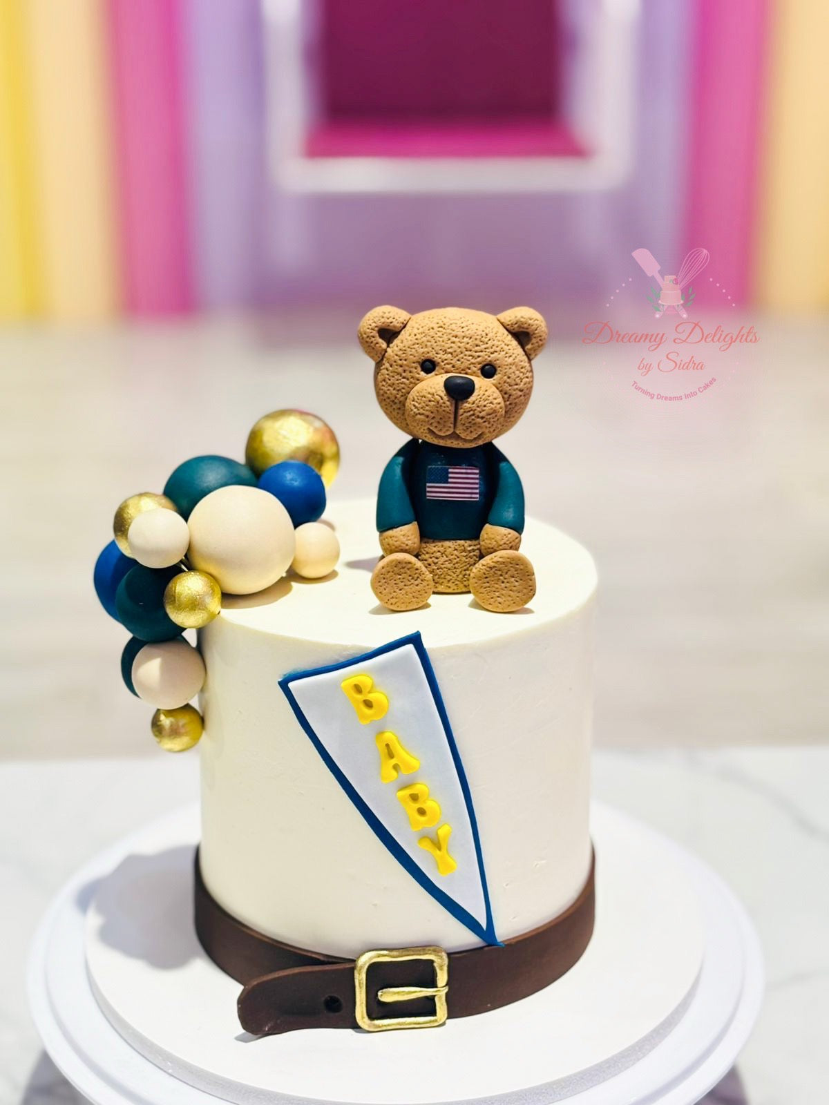 Teddy Baby Shower Cake
