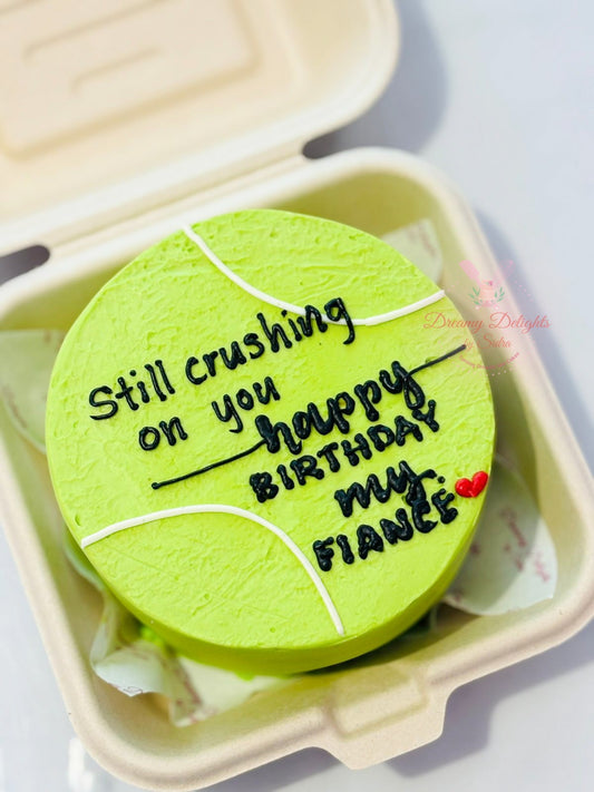 Tennis ball-shaped birthday card with romantic message in a box