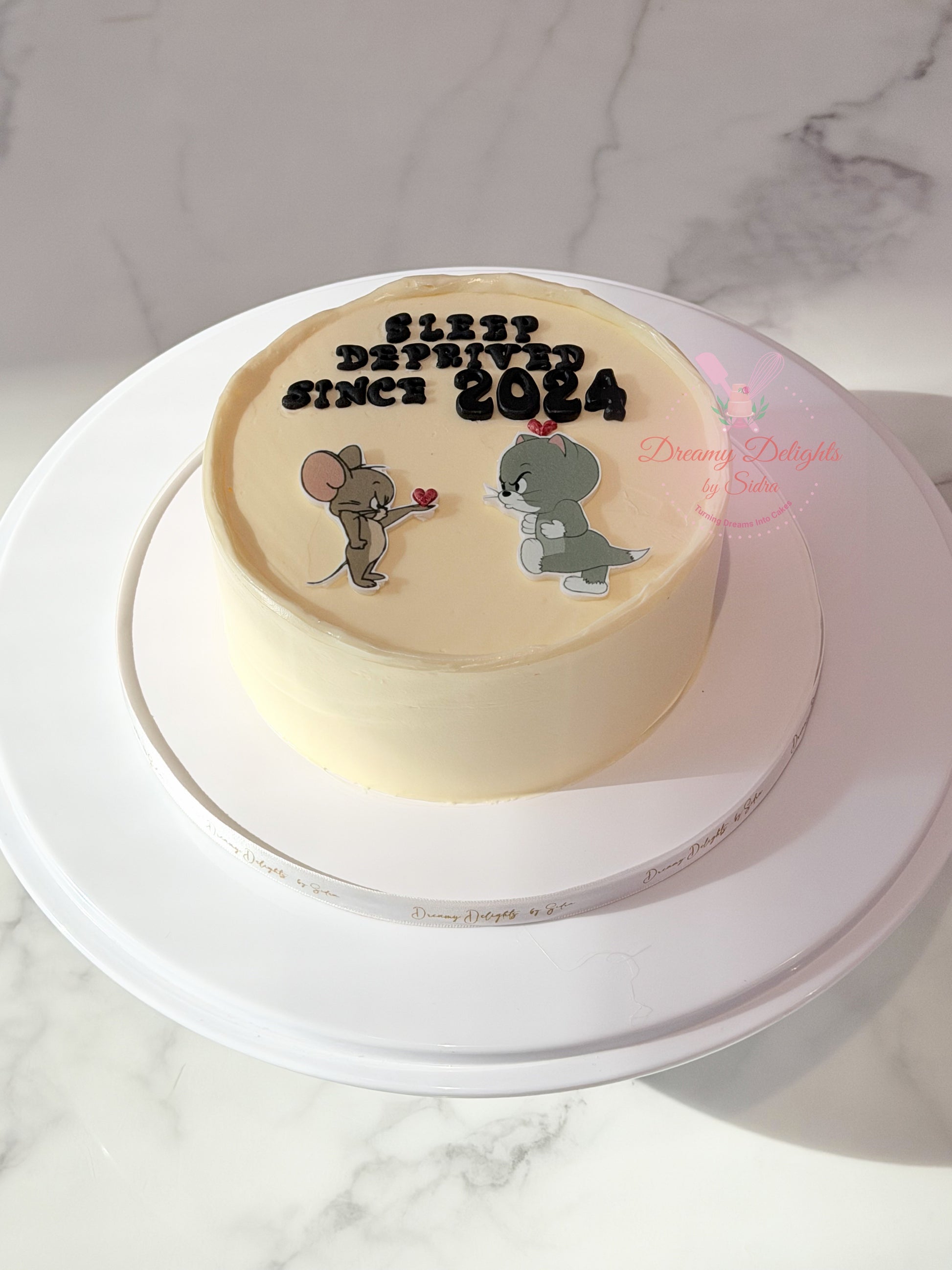 Tom and Jerry Bento Cake with customized message in Dubai
