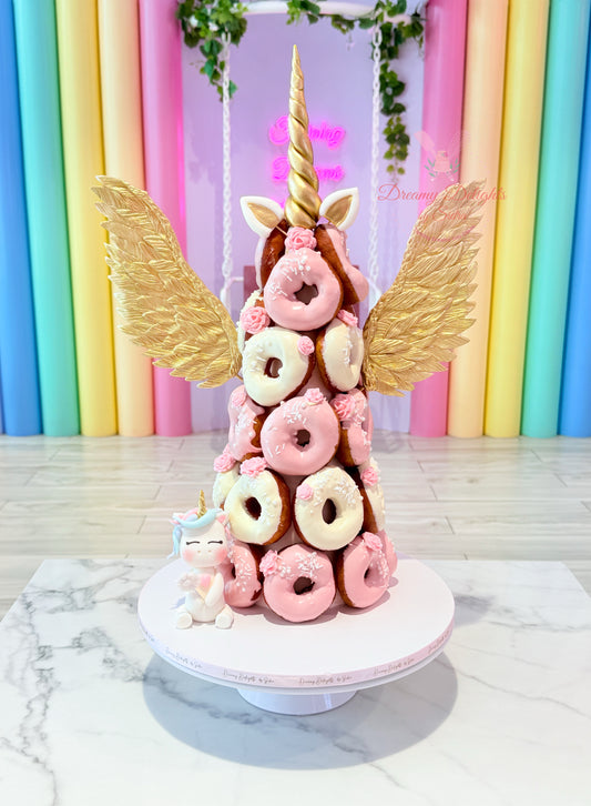 Whimsical Unicorn Donut Tower