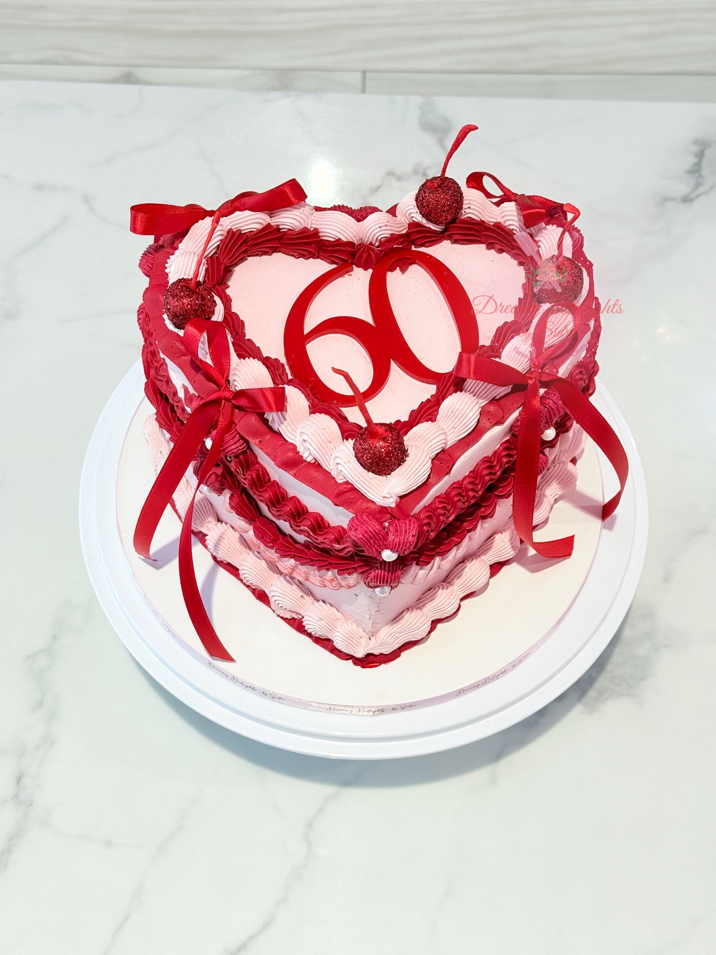 Pink & Red Vintage Heart Cake