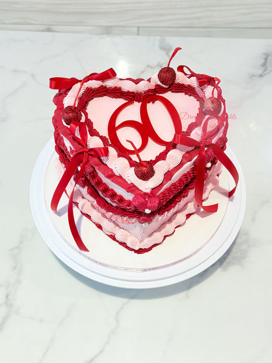 Pink & Red Vintage Heart Cake
