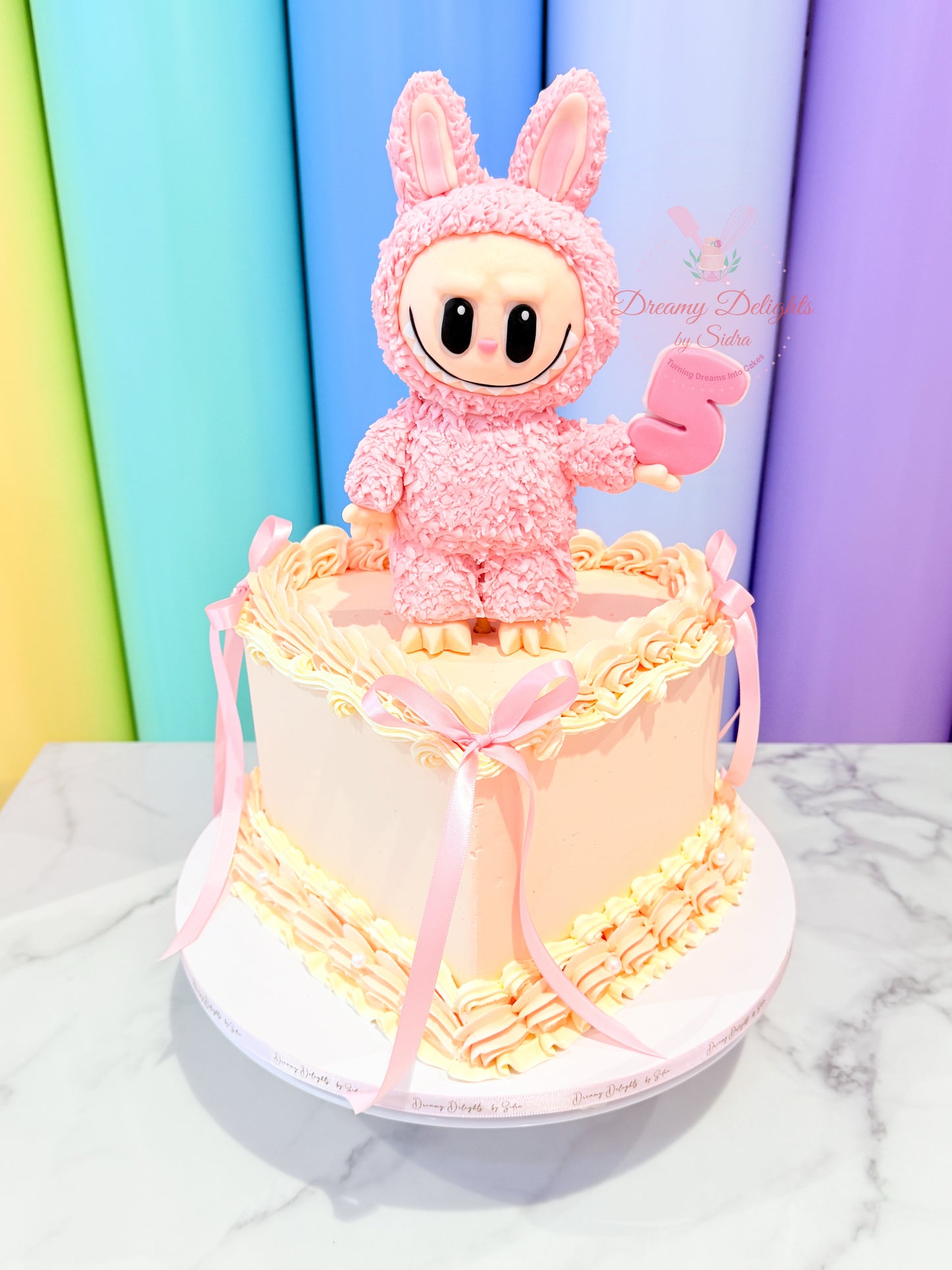 Vintage Heart Labubu Cake