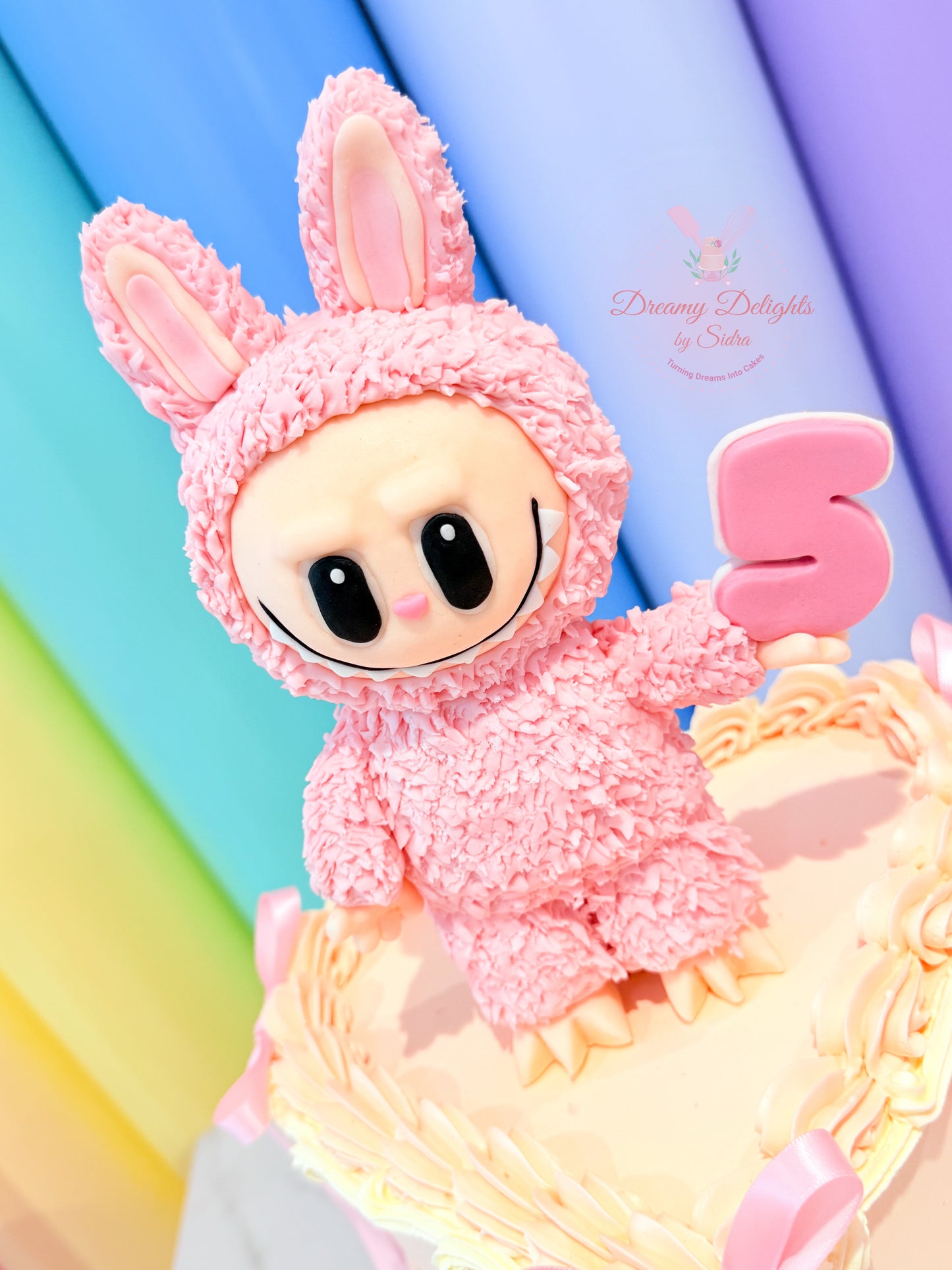 Vintage Heart Labubu Cake