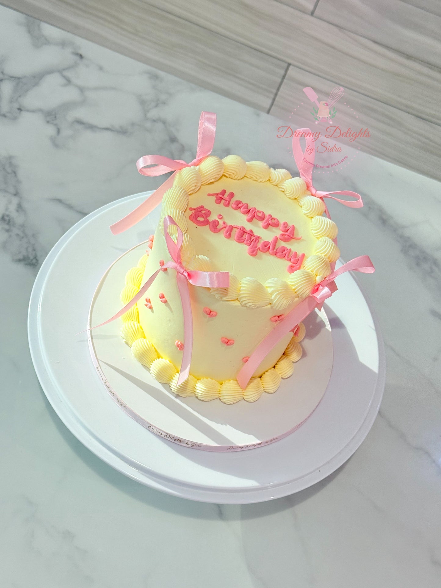 Vintage Ribbons and Hearts Cake