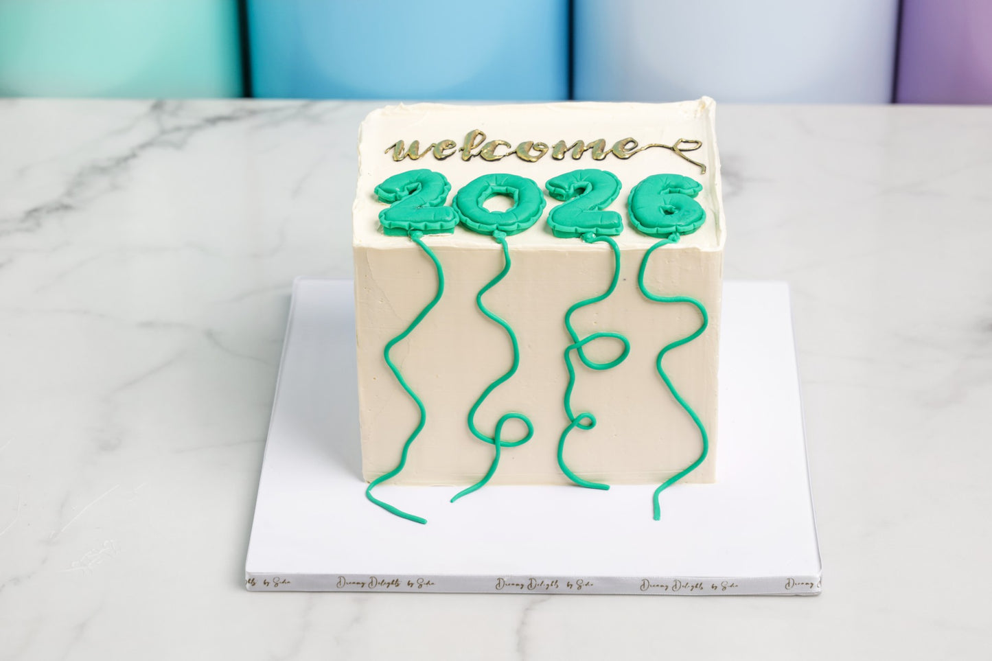 Welcome 2026 New Year Balloons Cake