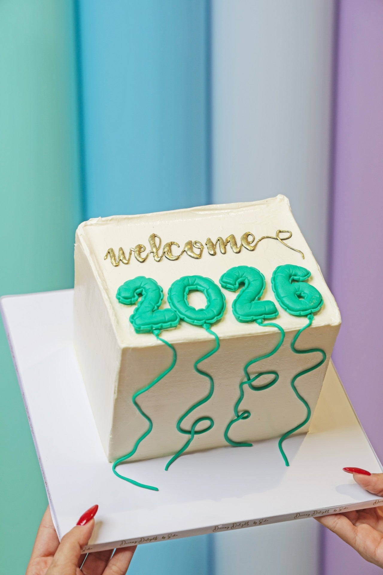 Welcome 2026 New Year balloons cake with buttercream finish by Dreamy Delight by Sidra