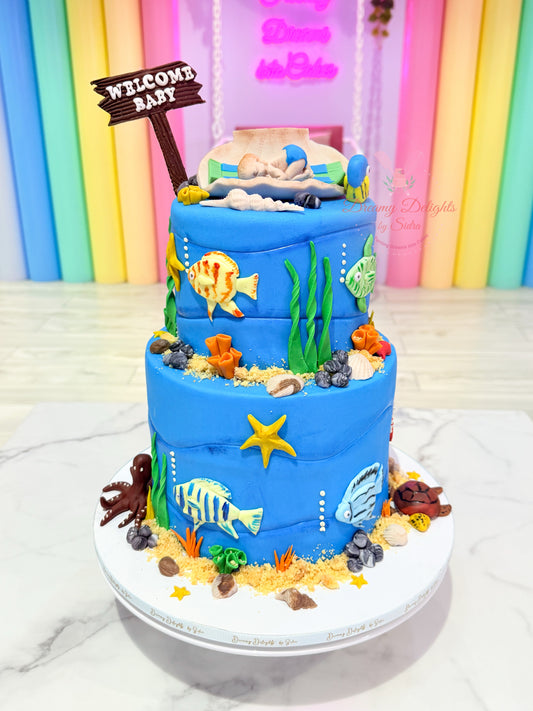 Welcome Baby Sea themed Cake